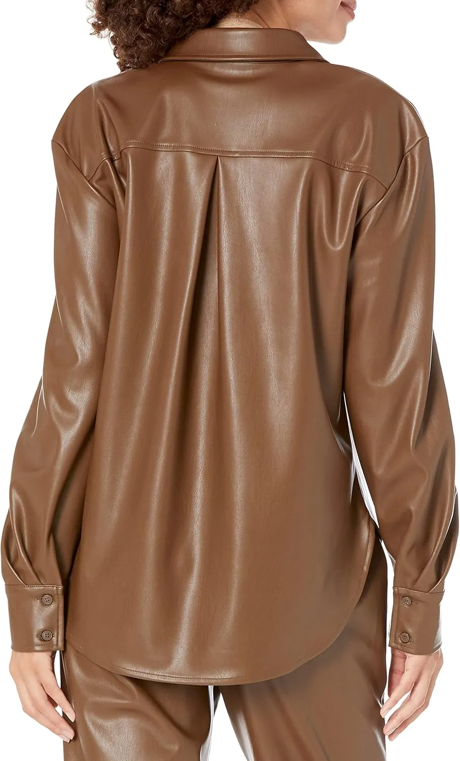The Drop Women's @Lisadnyc Faux Leather Long Shirt Jacket