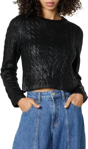 The Drop Women's Sofia Metallic Cable Pullover Sweater
