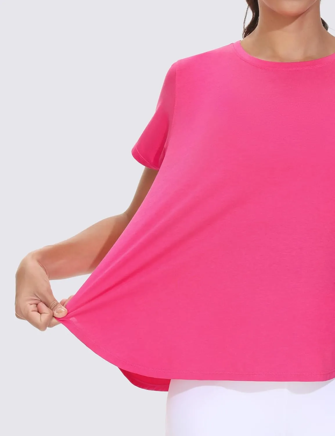 THE GYM PEOPLE Women's Workout T-Shirts Loose Fit Short Sleeve Cotton Running Basic Tee Tops with Split Hem