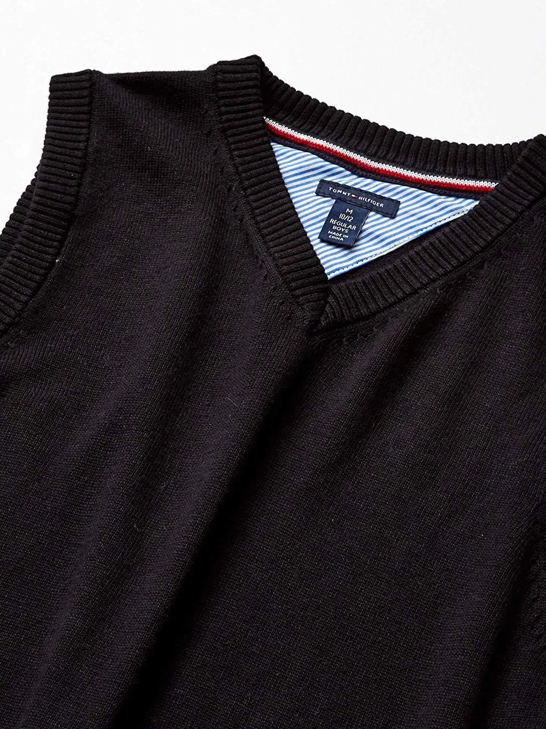 Tommy Hilfiger Boy's Sleeveless V-neck Sweater Vest, Kids School Uniform Clothes, Pullover