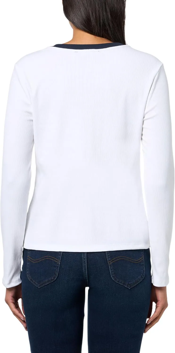 Tommy Hilfiger womens Long Sleeve Ribbed Contrast Cardigan Shirt