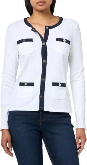 Tommy Hilfiger womens Long Sleeve Ribbed Contrast Cardigan Shirt
