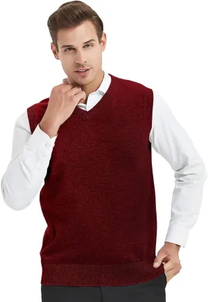 TopTie Men Business Solid Color Plain Sweater Vest, Cotton Fit Casual Pullover
