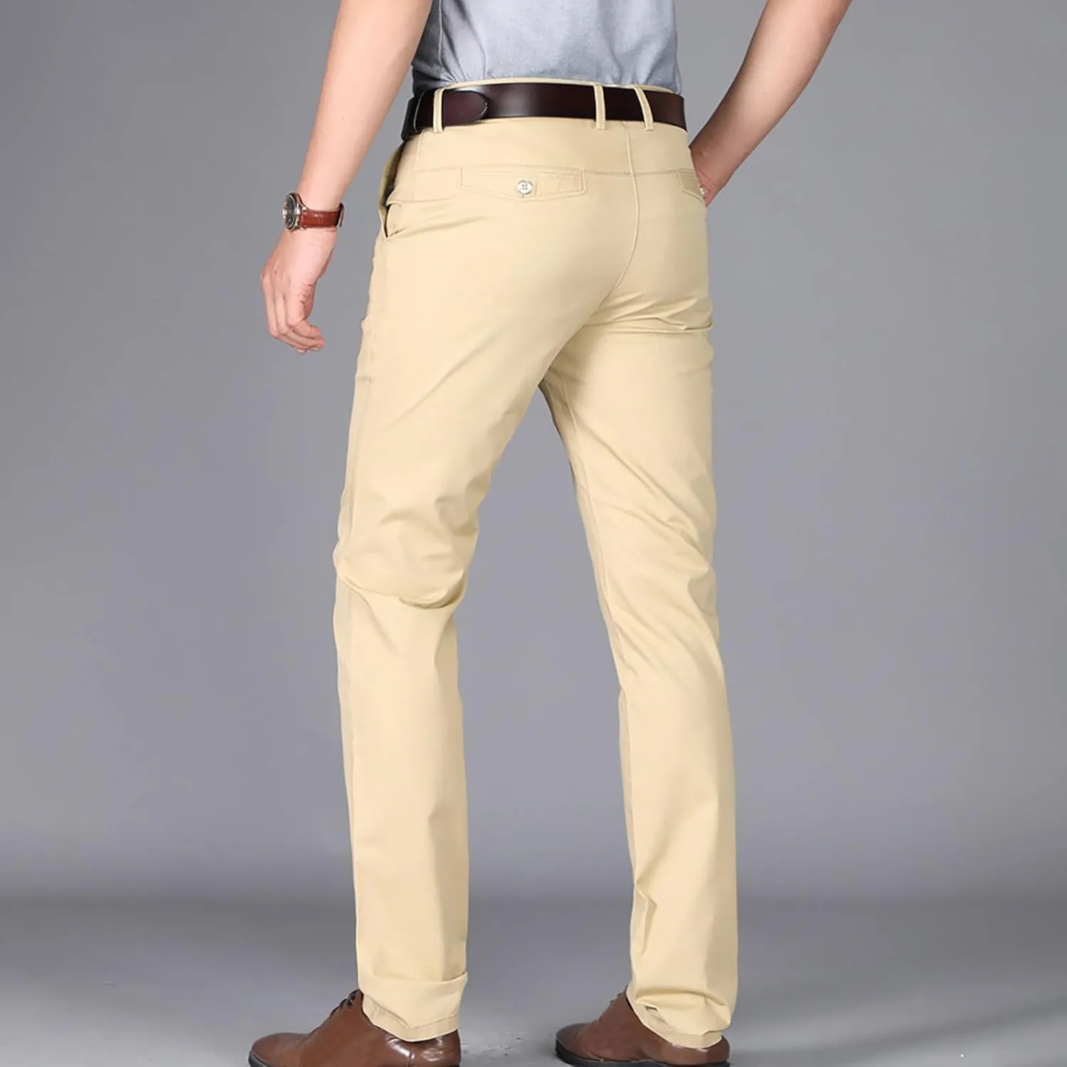Uillui Business Casual Mens Dress Pants Slim Fit Stretch Chino Pant Straight Leg Work Suit Pants Big and Tall Comfort Slacks