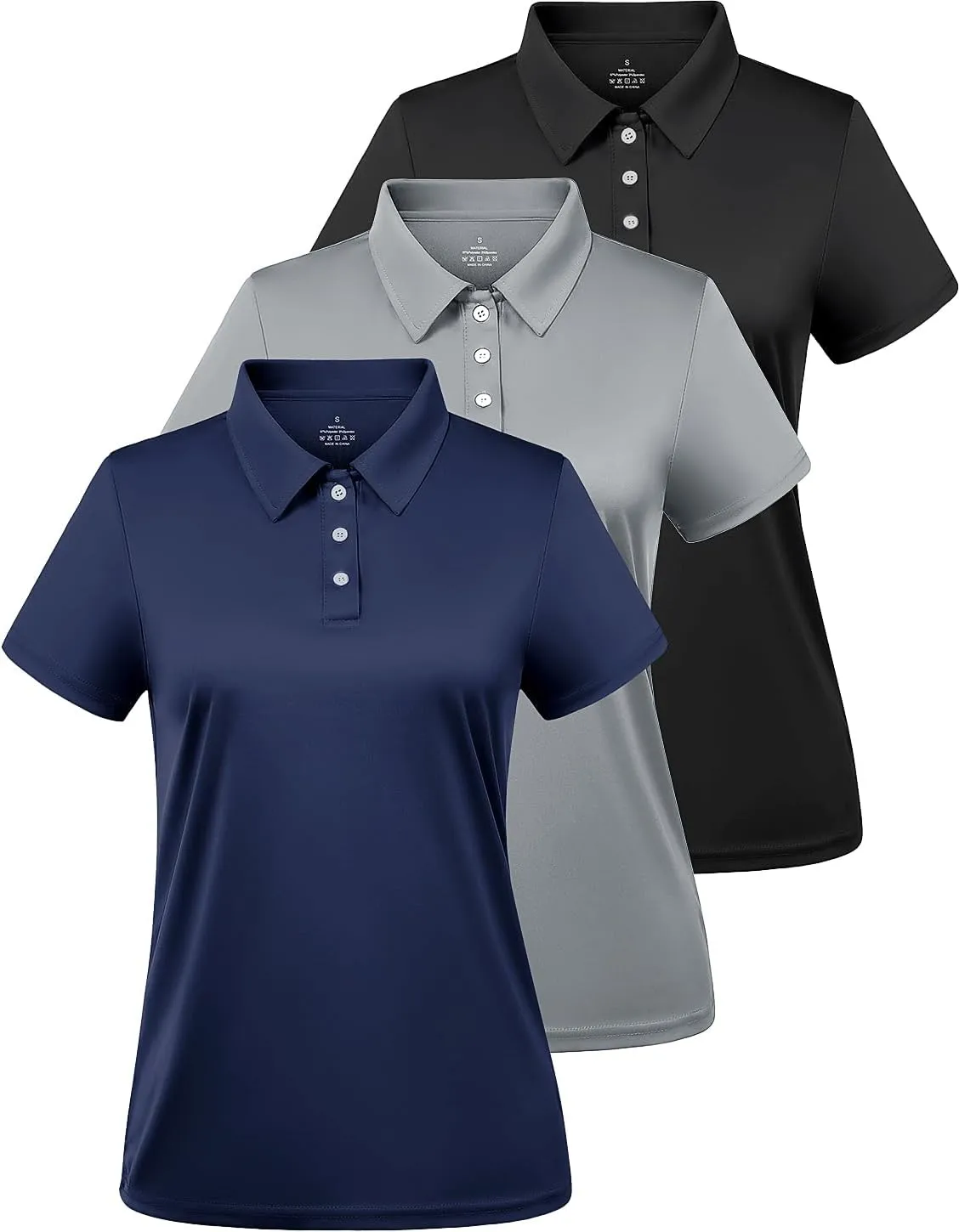 Ullnoy Women Soft Polo Shirts Short Sleeve Dry Fit Golf Shirt for Women Moisture Wicking Athletic Polo Tee Pack