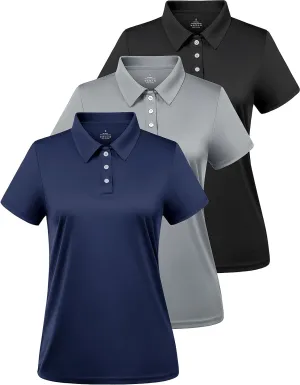 Ullnoy Women Soft Polo Shirts Short Sleeve Dry Fit Golf Shirt for Women Moisture Wicking Athletic Polo Tee Pack