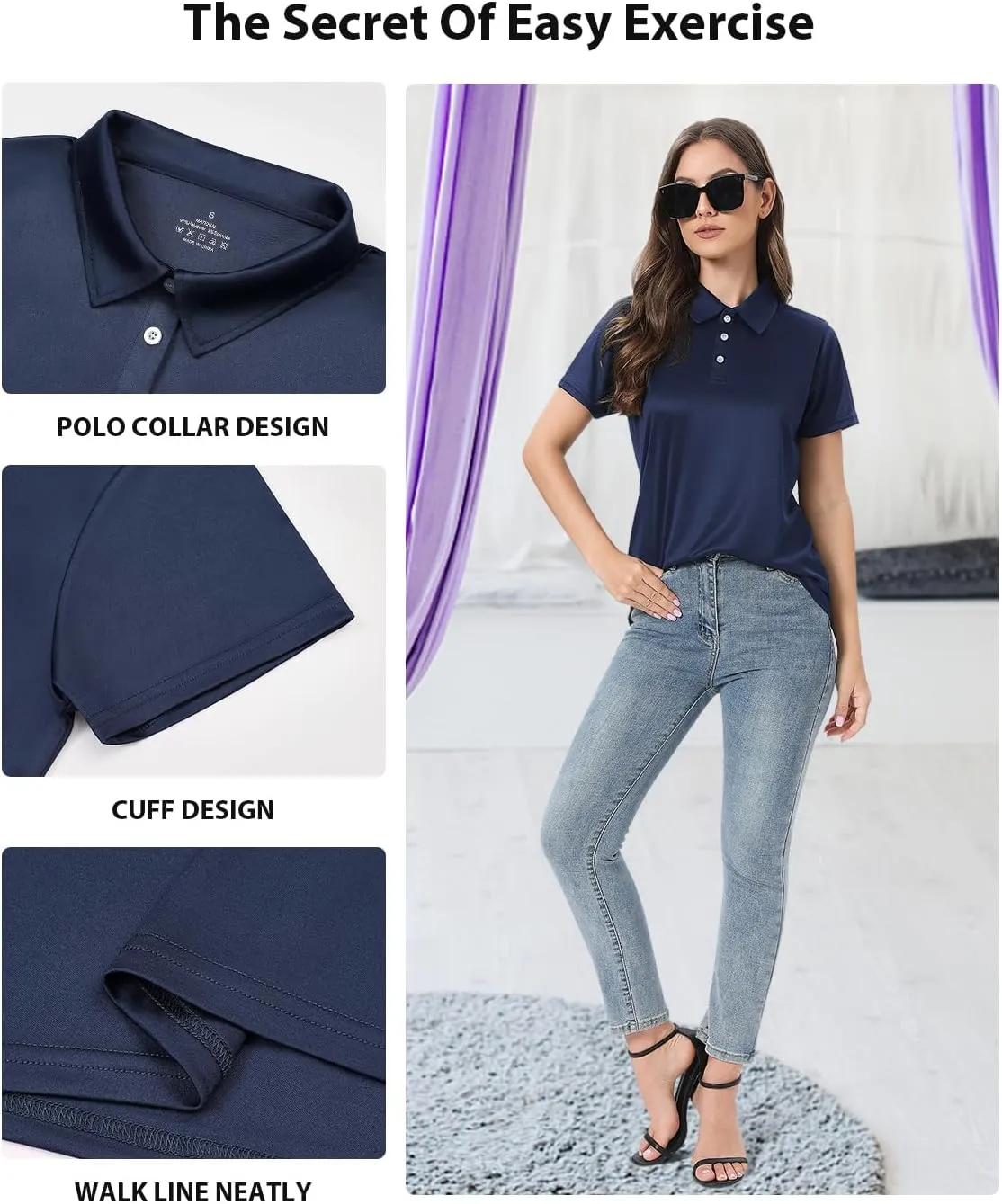 Ullnoy Women Soft Polo Shirts Short Sleeve Dry Fit Golf Shirt for Women Moisture Wicking Athletic Polo Tee Pack