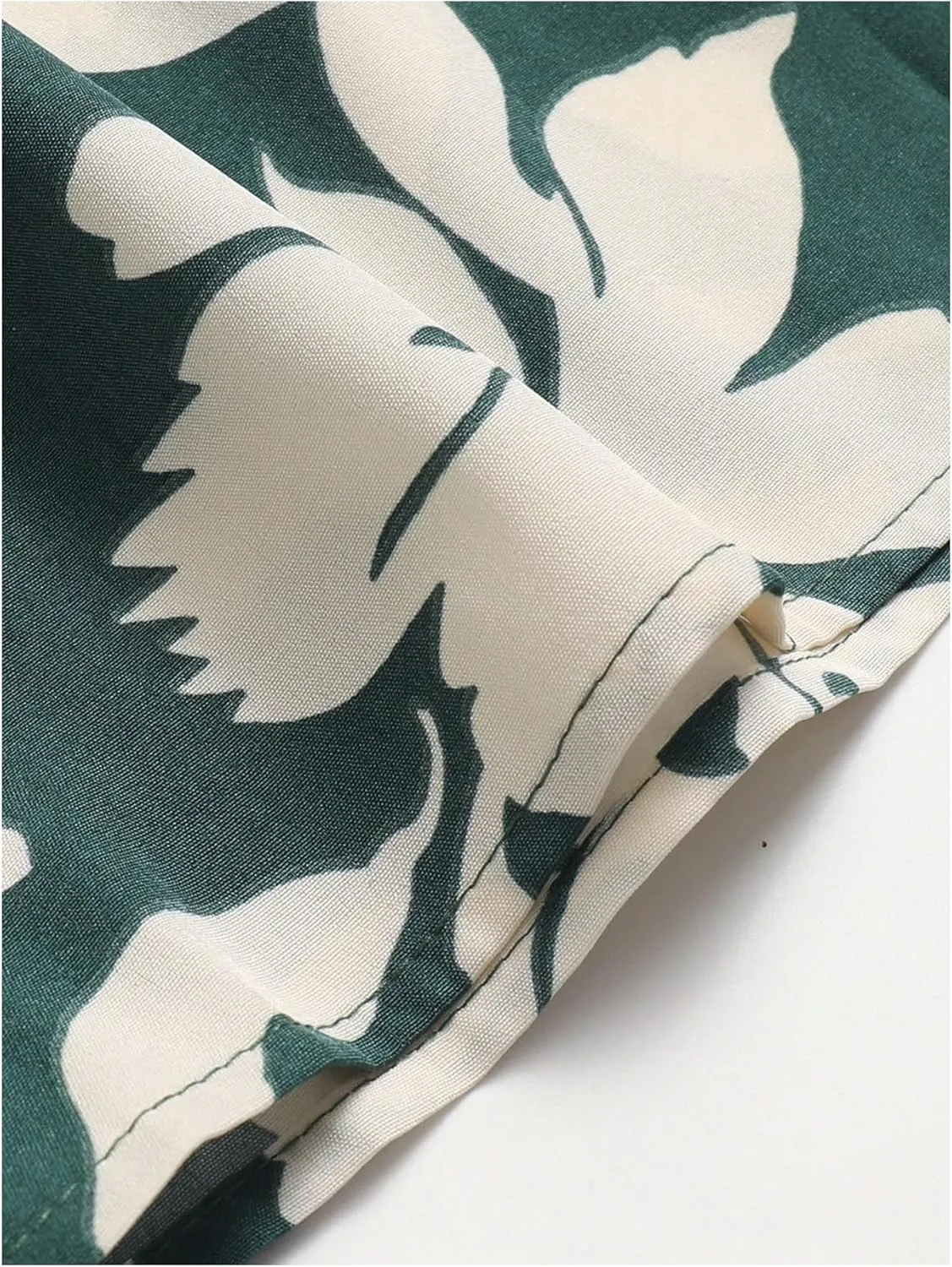 Verdusa Women's Elastic Waist Floral Skirts A Line Midi Swing Flared Leaf Print Skirt