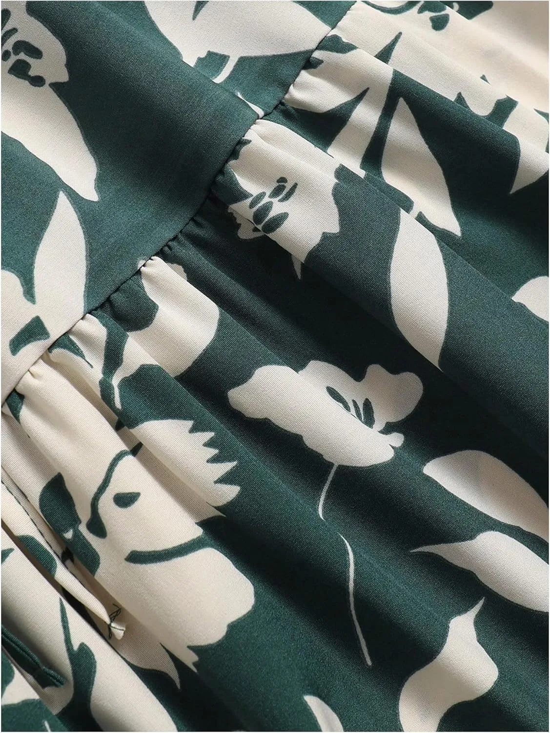 Verdusa Women's Elastic Waist Floral Skirts A Line Midi Swing Flared Leaf Print Skirt
