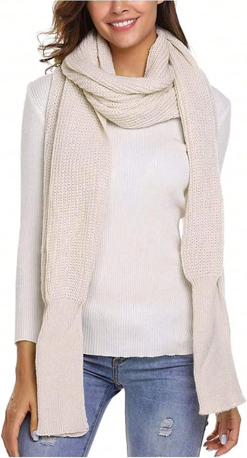 Verdusa Women's Wrap Scarfs with Sleeves Chunky Knit Shrug Sweater Tops