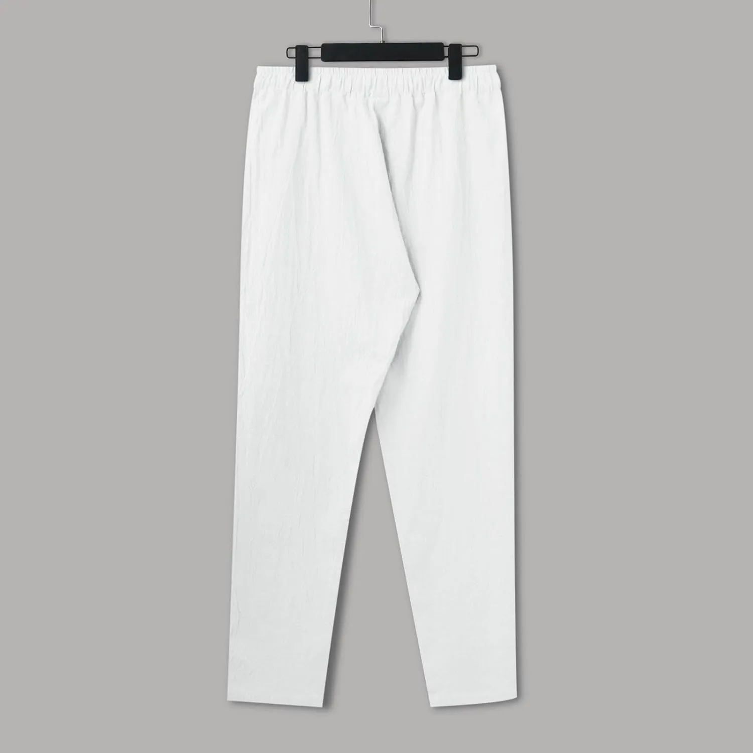 Vickyleb Linen Pants Men Slim Fit Cotton Pants Casual Drawstring Elastic Waist Summer Beach Pleated Chinos Pants for Men
