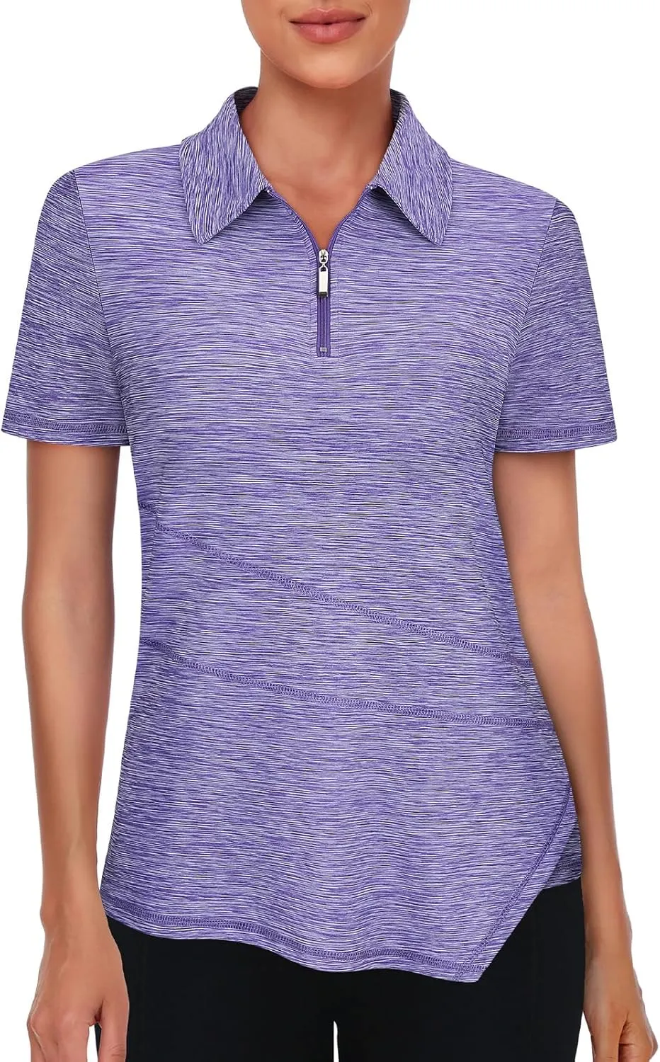 Viracy Women's Golf Shirt Short Sleeve Loose Fitting 1/4 Zip Up Polo Shirt UV Protection Fast Dry Athletic Tops S-3XL