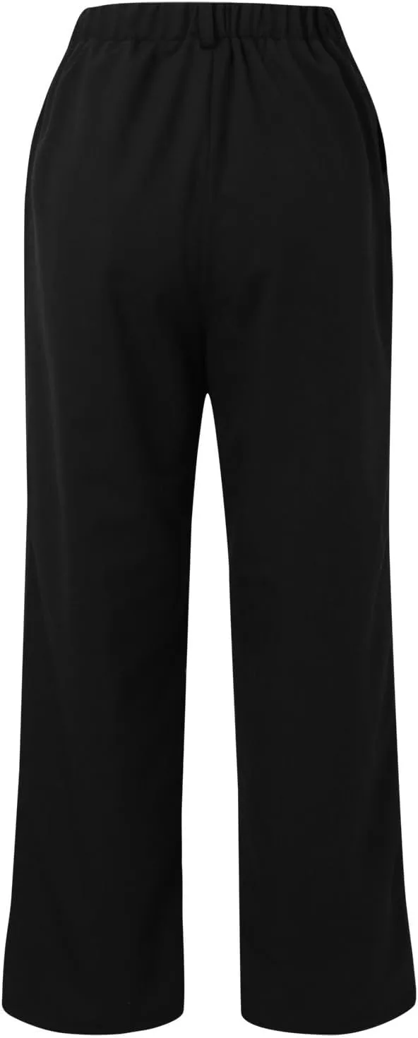 Wide Leg Pants for Women Waffle Knit Casual Palazzo Elastic High Waist Pants Baggy Flowy Dress Trousers with Pockets