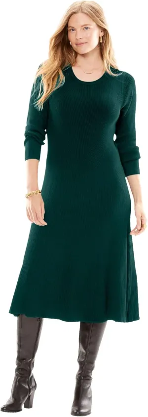 Woman Within Plus Size Rib Knit Sweater Dress