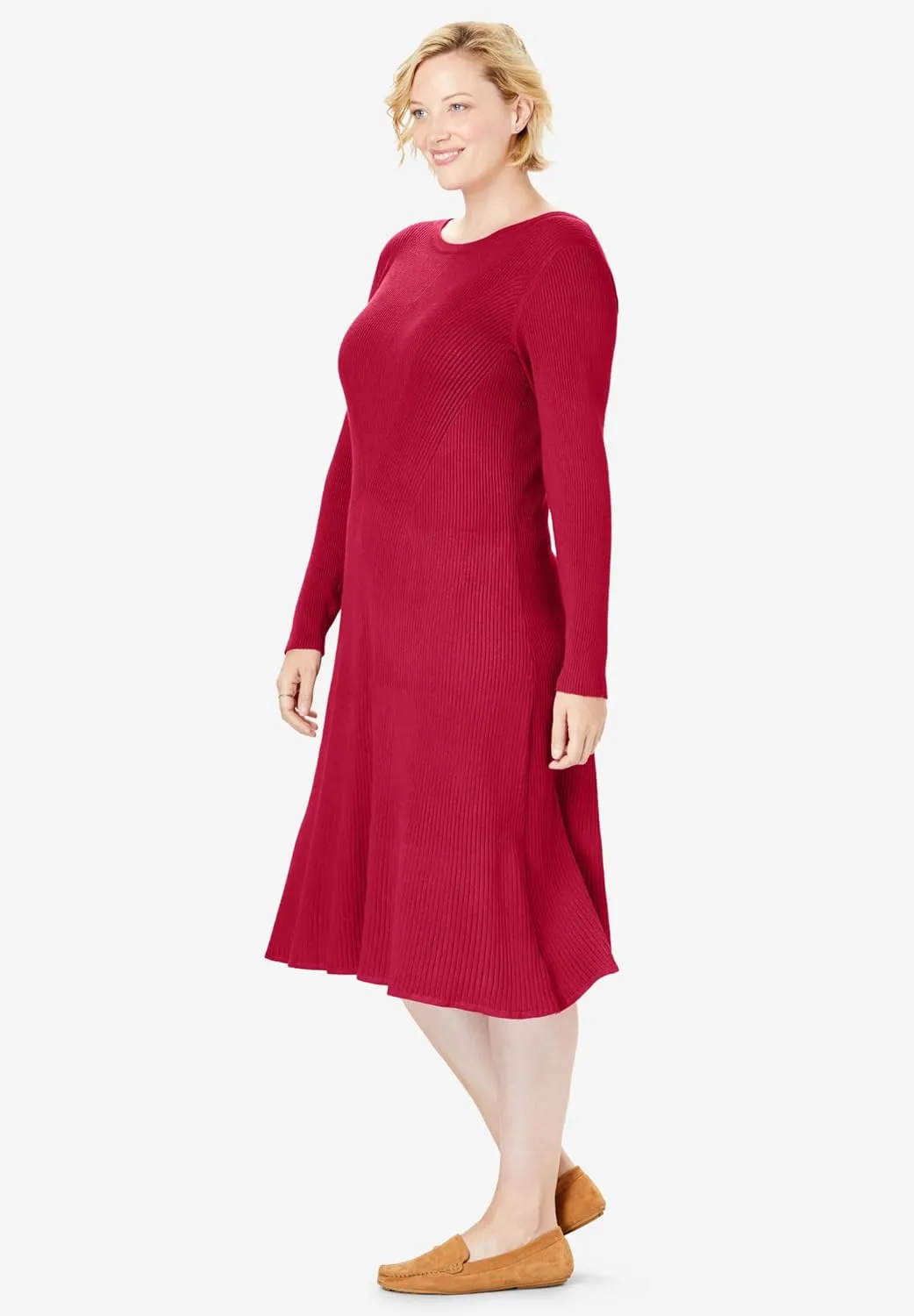 Woman Within Plus Size Rib Knit Sweater Dress