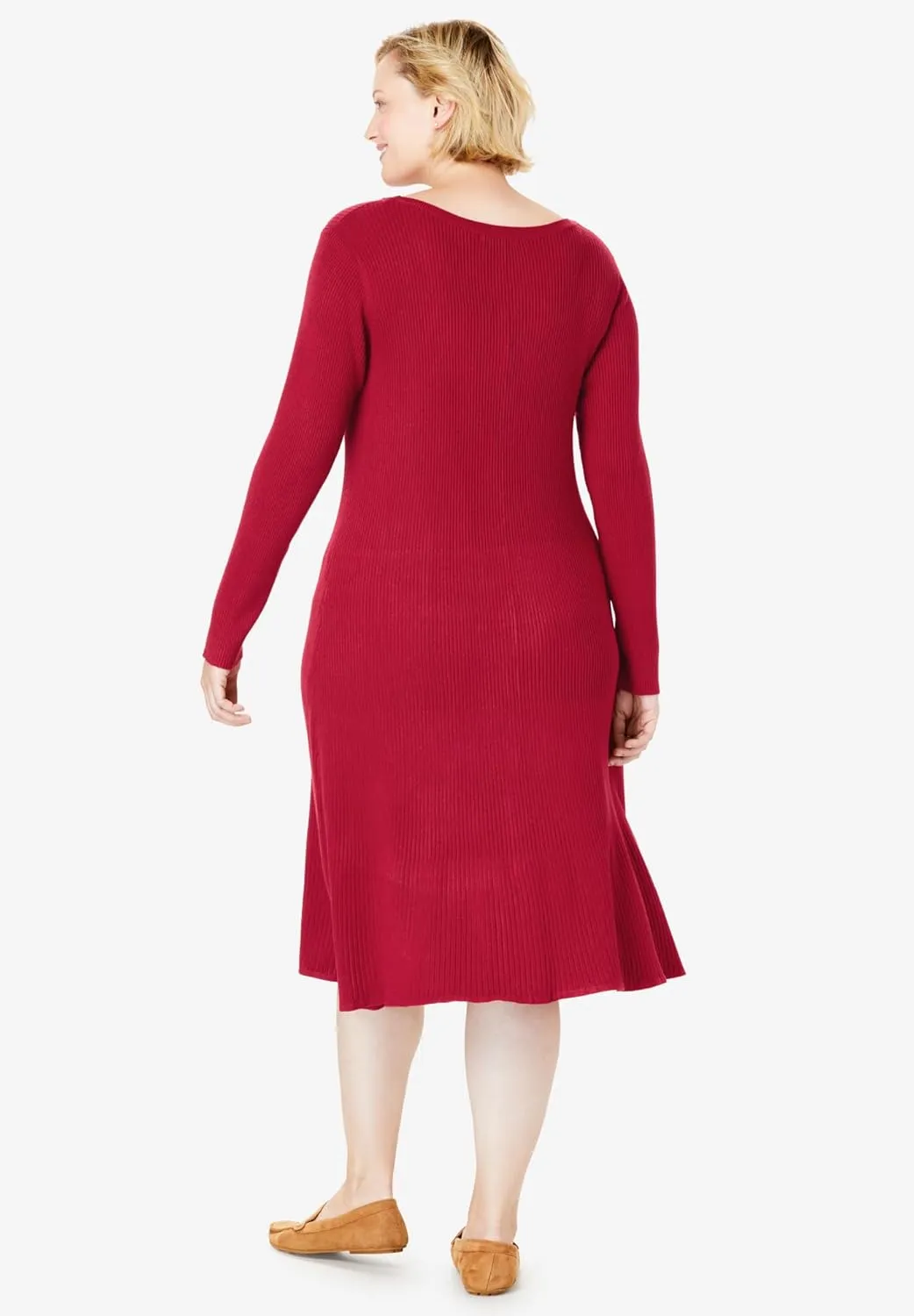 Woman Within Plus Size Rib Knit Sweater Dress