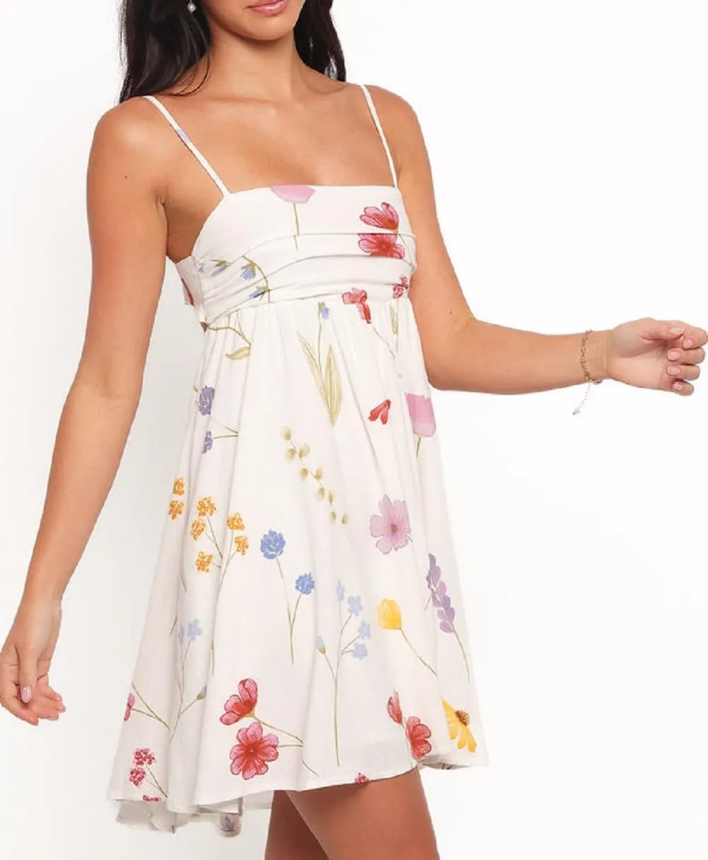 Women Boho Graphic Mini Cami Dress Spaghetti Strap Floral Short Dress Flowy Backless Sling Dress Summer Sundress