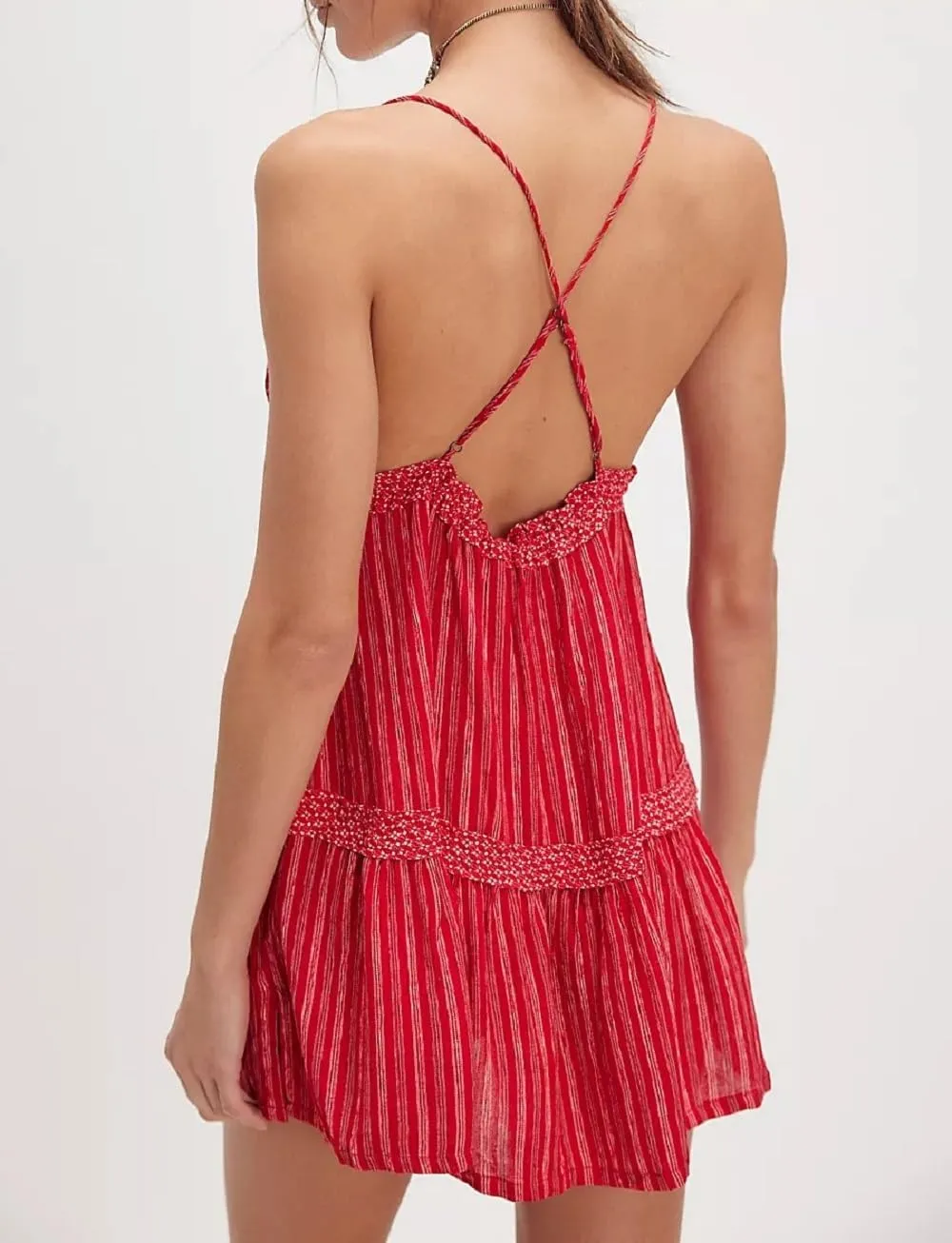 Women Boho Graphic Mini Cami Dress Spaghetti Strap Floral Short Dress Flowy Backless Sling Dress Summer Sundress