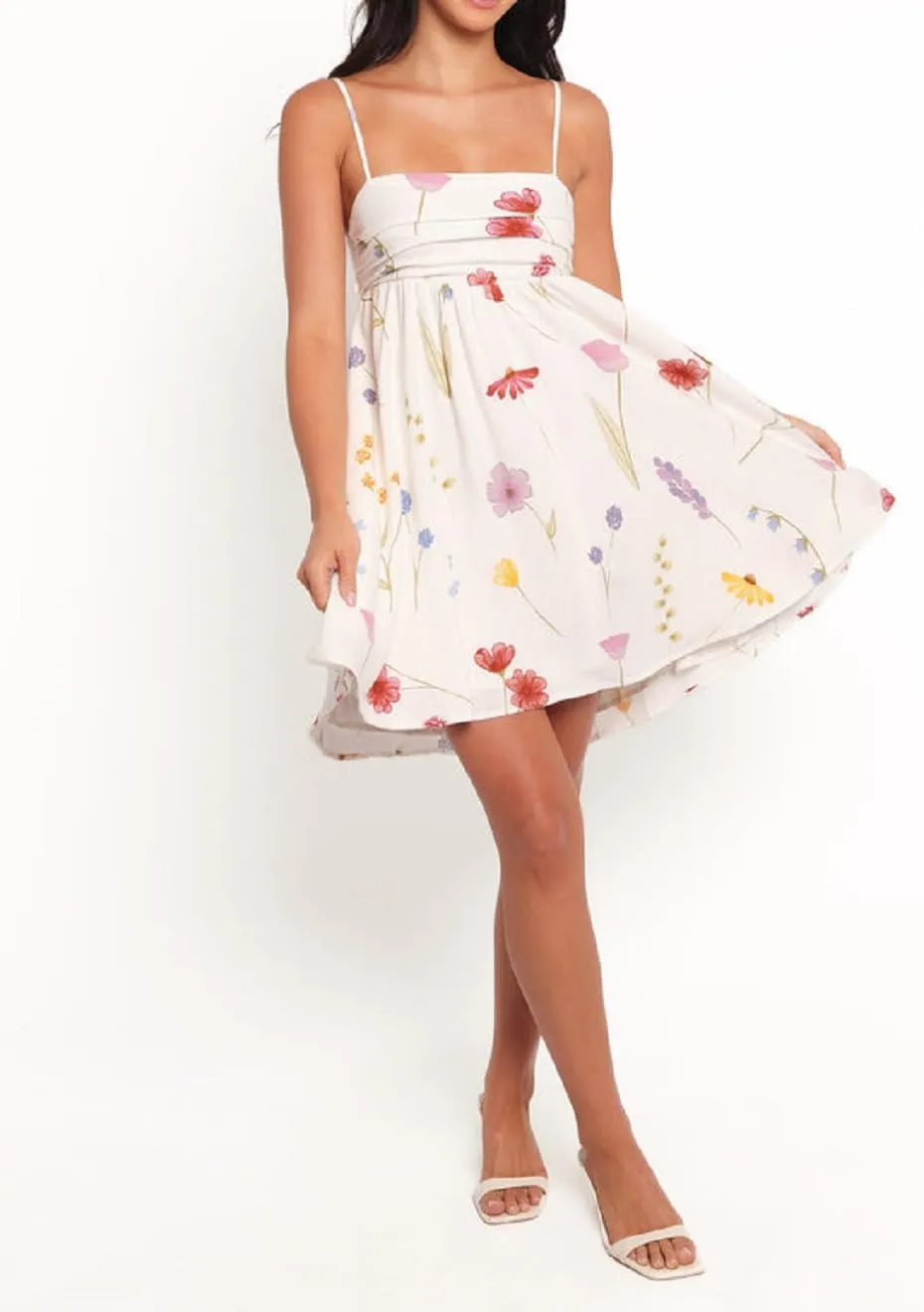 Women Boho Graphic Mini Cami Dress Spaghetti Strap Floral Short Dress Flowy Backless Sling Dress Summer Sundress