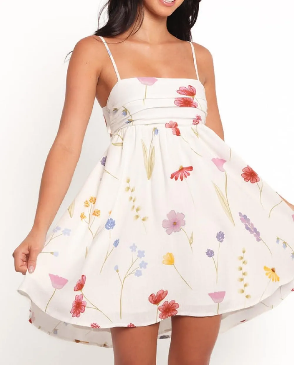 Women Boho Graphic Mini Cami Dress Spaghetti Strap Floral Short Dress Flowy Backless Sling Dress Summer Sundress