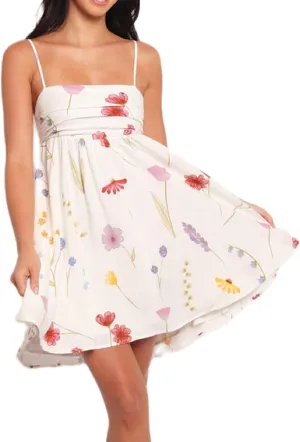 Women Boho Graphic Mini Cami Dress Spaghetti Strap Floral Short Dress Flowy Backless Sling Dress Summer Sundress
