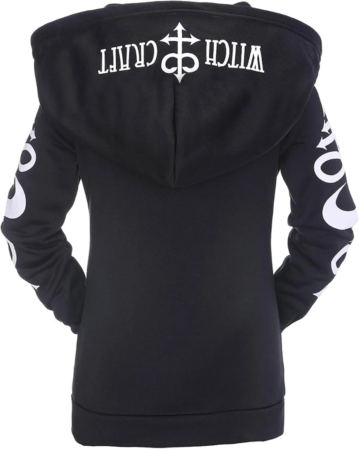 Women Punk Gothic Sweatshirt Witchcraft Moon Long Hoodie Oversized Long Sleeve Zip Up Hoodie
