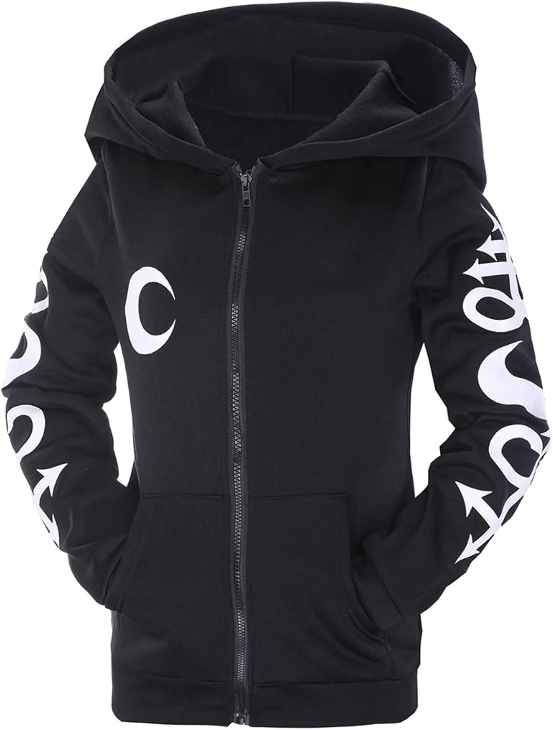 Women Punk Gothic Sweatshirt Witchcraft Moon Long Hoodie Oversized Long Sleeve Zip Up Hoodie