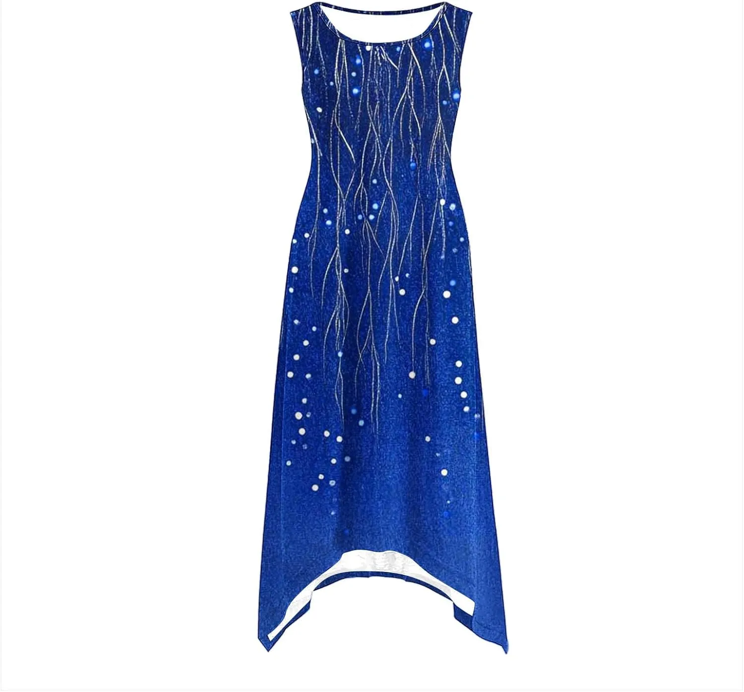 Women Summer Long Midi Dress Casual Sleeveless Sun Dresses Trendy Floral Print Boho Beach Sundress with Pockets