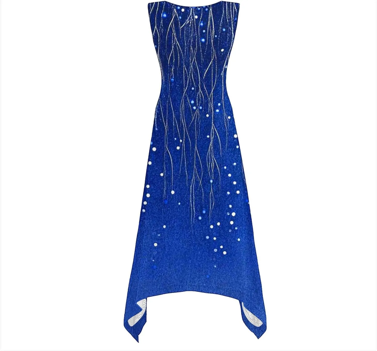 Women Summer Long Midi Dress Casual Sleeveless Sun Dresses Trendy Floral Print Boho Beach Sundress with Pockets
