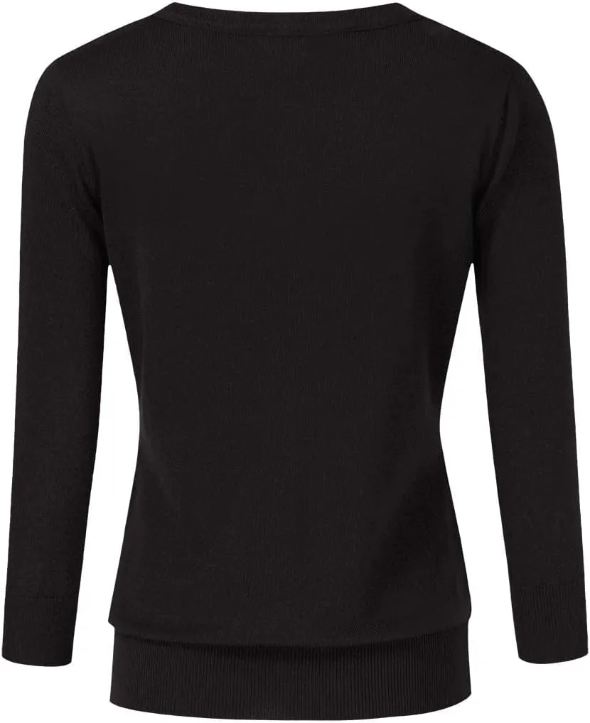 Women's 3/4 Sleeve Button Down Sweater Cardigan