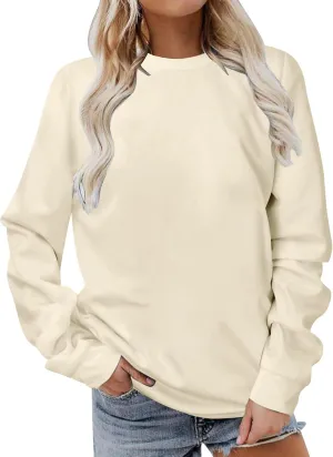 Women's Basic Sweatshirt,Casual Round Neck Solid Shirt Fashion Oversized Hoodie Elastic Hem Relaxed Fit Tops Pullover Women's Basic Sweatshirt,Casual Round Neck Solid Shirt Fashion Oversized Hoodie Elastic Hem Relaxed Fit Tops Pullover