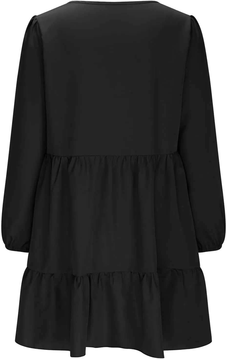 Women's Casual Dresses Fall Winter Lantern Long Sleeve High Waisted Ruffle Flowy Tiered Mini Dress Cute Babydoll Dress