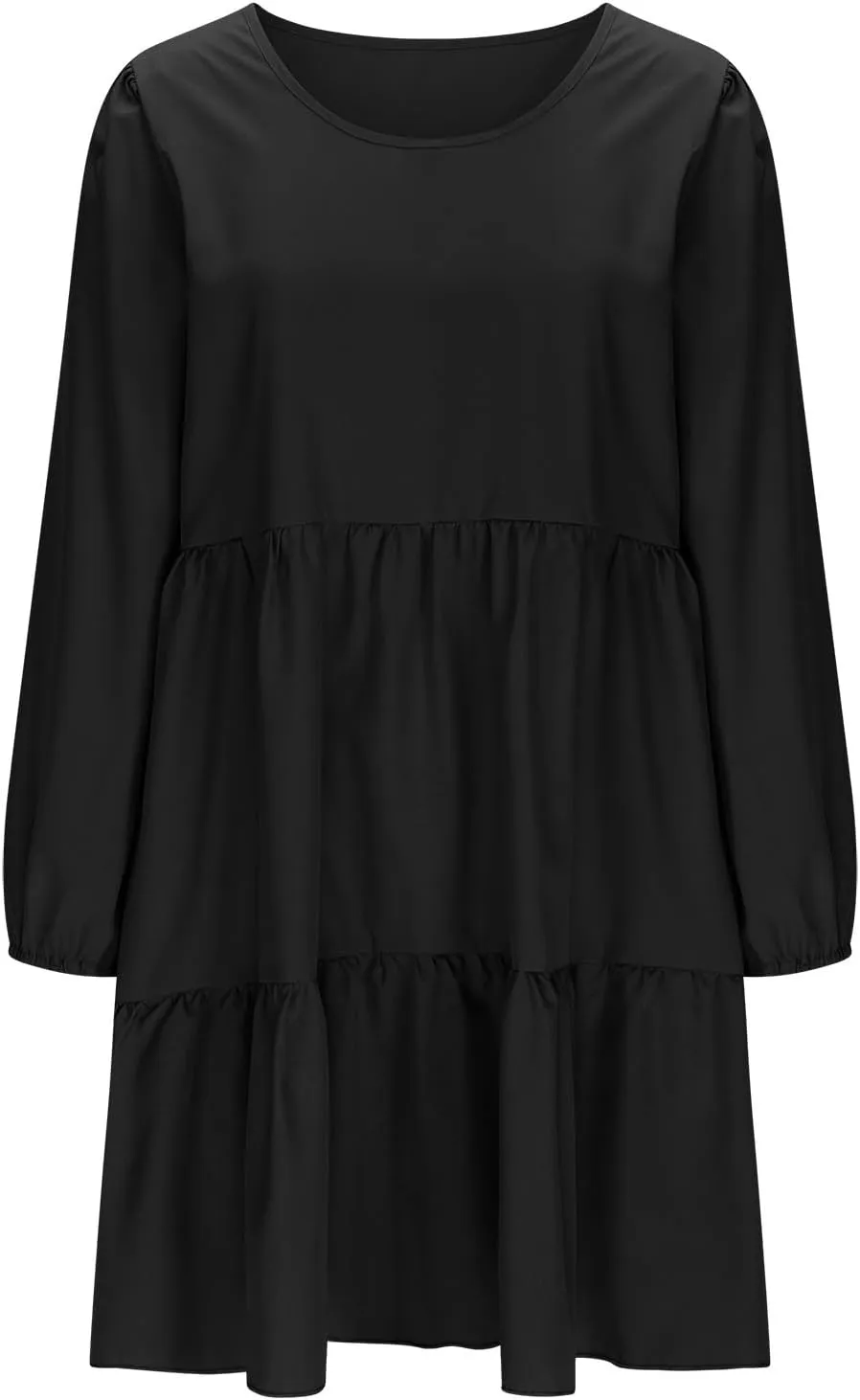 Women's Casual Dresses Fall Winter Lantern Long Sleeve High Waisted Ruffle Flowy Tiered Mini Dress Cute Babydoll Dress