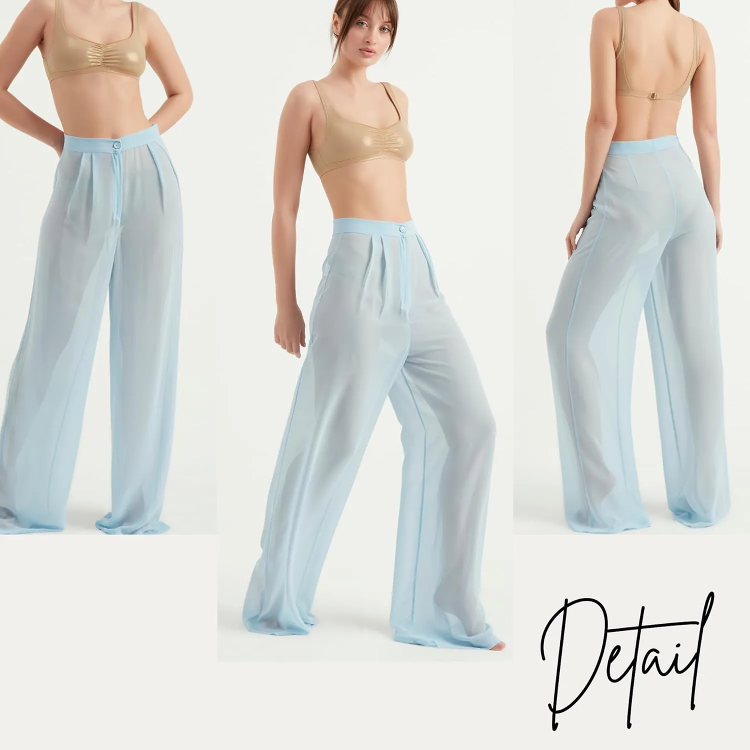 Women's Chiffon Pants | Casual Wide Leg High Waist Palazzo Trousers | Summer Evening Women Pants Clothes