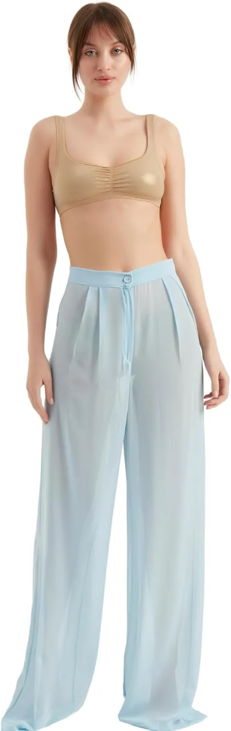 Women's Chiffon Pants | Casual Wide Leg High Waist Palazzo Trousers | Summer Evening Women Pants Clothes