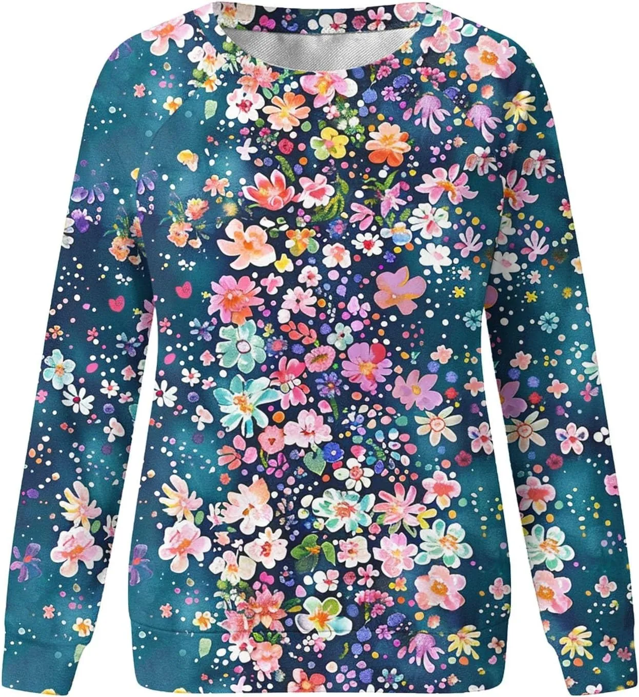 Womens Floral Shirts Long Sleeve Crewneck Sweatshirt Comfy Casual Trendy Fall Outfits Loose Fit Tunic Cute Tops