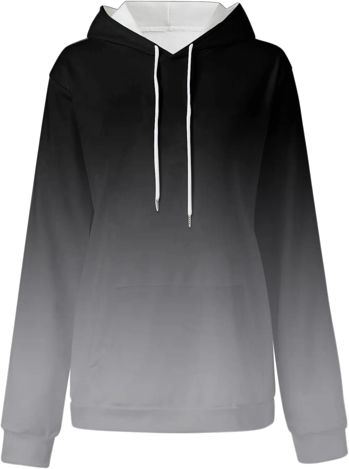 Womens Gradient Print Oversized Sweatshirt Drawstring Pullover with Pocket Trendy Sweater Tops Fashion Clothes
