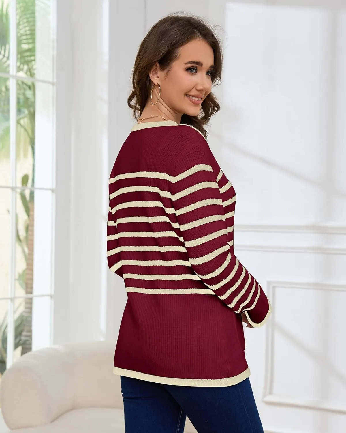 Womens Knit Cardigan Sweaters Casual Long Sleeve Open Front Button Down Coat Trendy Winter Outerwear with Pockets,Loose Fit