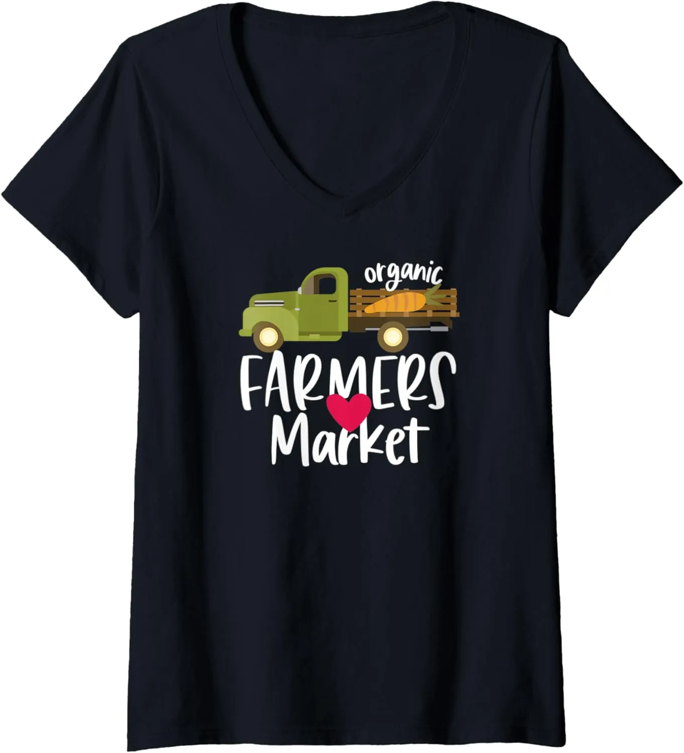 Womens Organic Farmers Market Love V-Neck T-Shirt