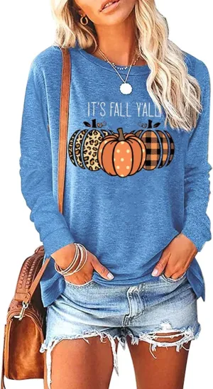 Womens Pumpkin Graphic Sweatshirts Crewneck Casual Fall Long Sleeve Tops