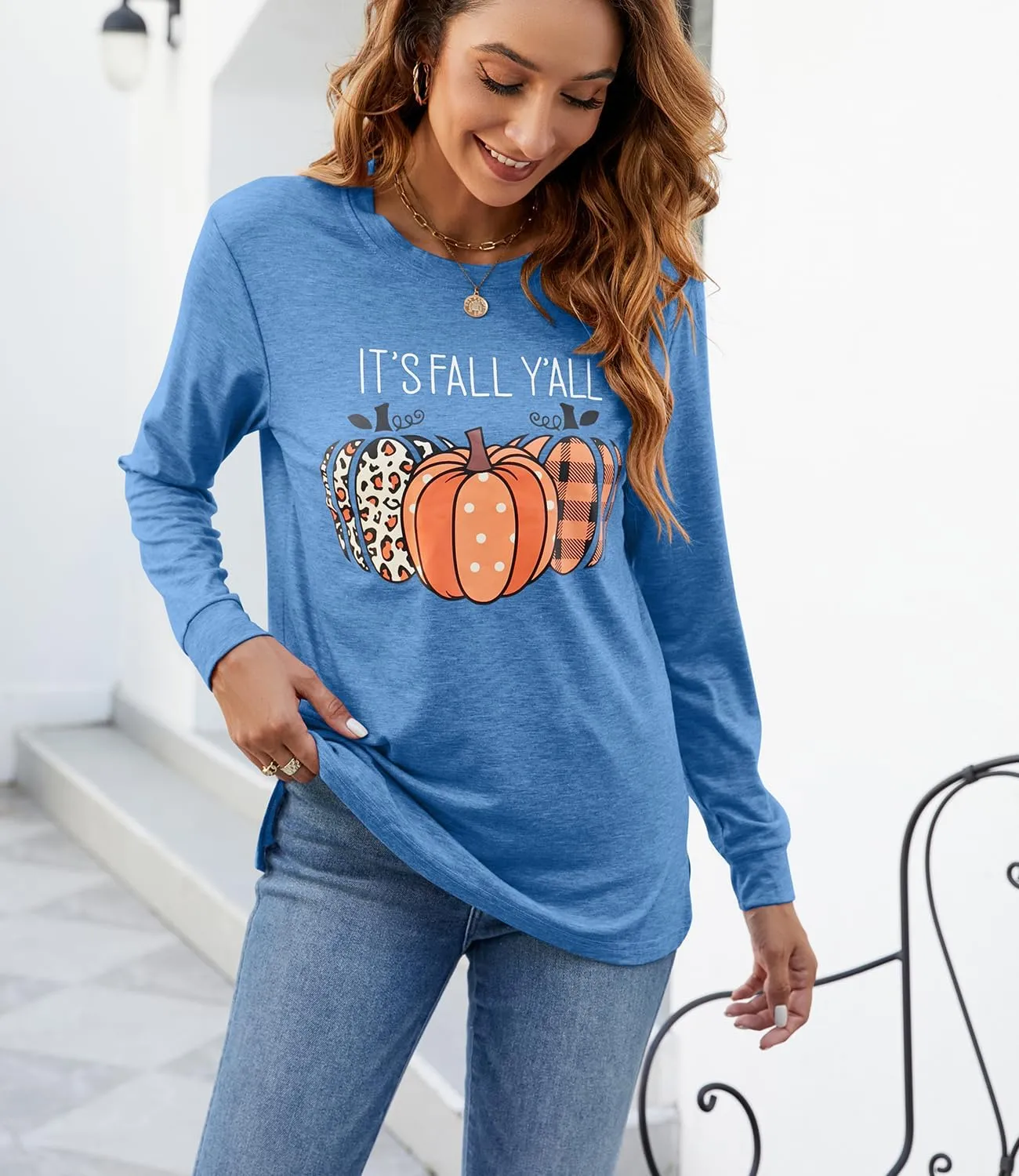 Womens Pumpkin Graphic Sweatshirts Crewneck Casual Fall Long Sleeve Tops