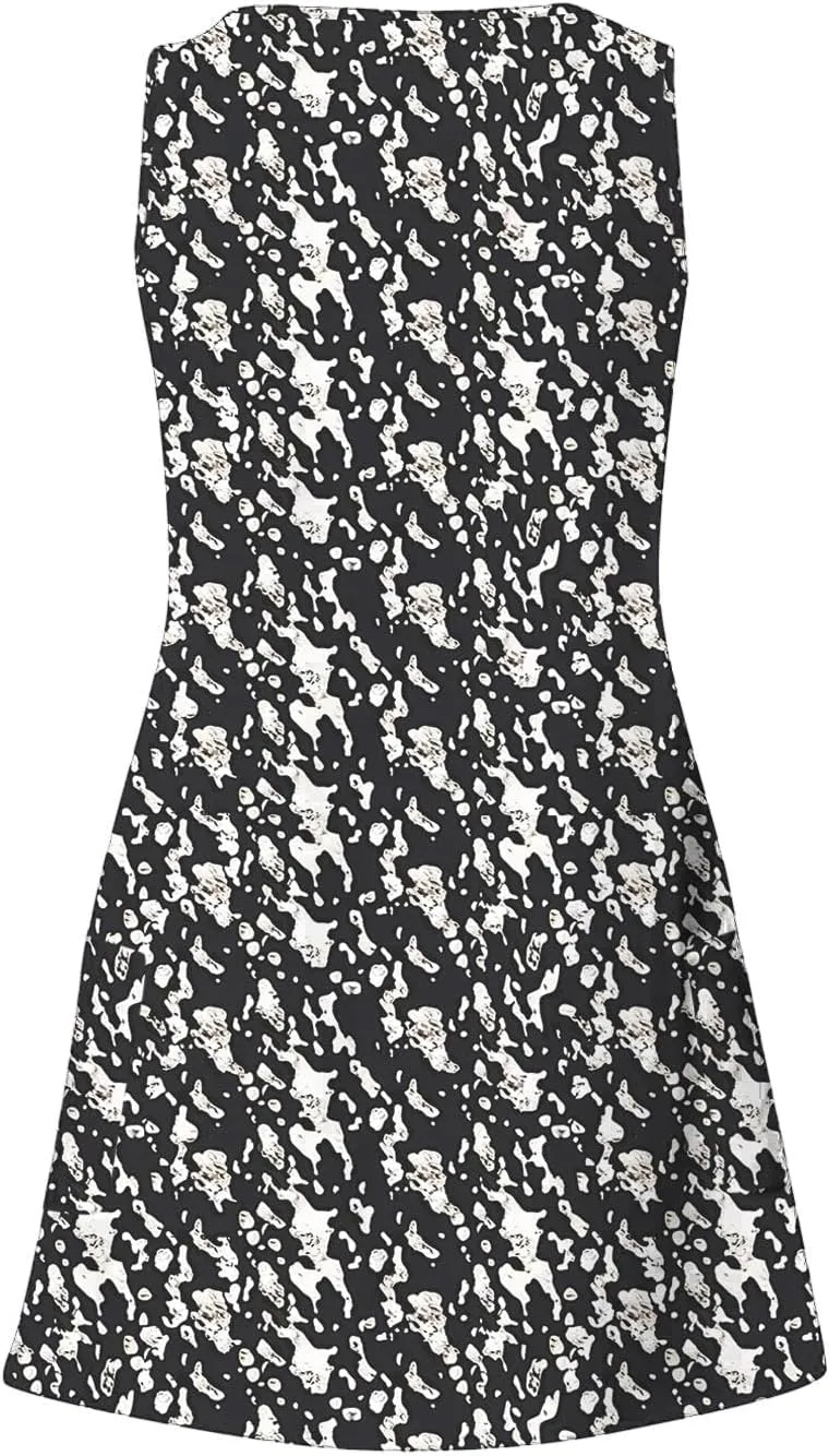 Women's Summer Dresses 2025 Beach Casual Sleeveless Floral Print Tank Loose Sundress Tunic Mini Sun Dress with Pocket