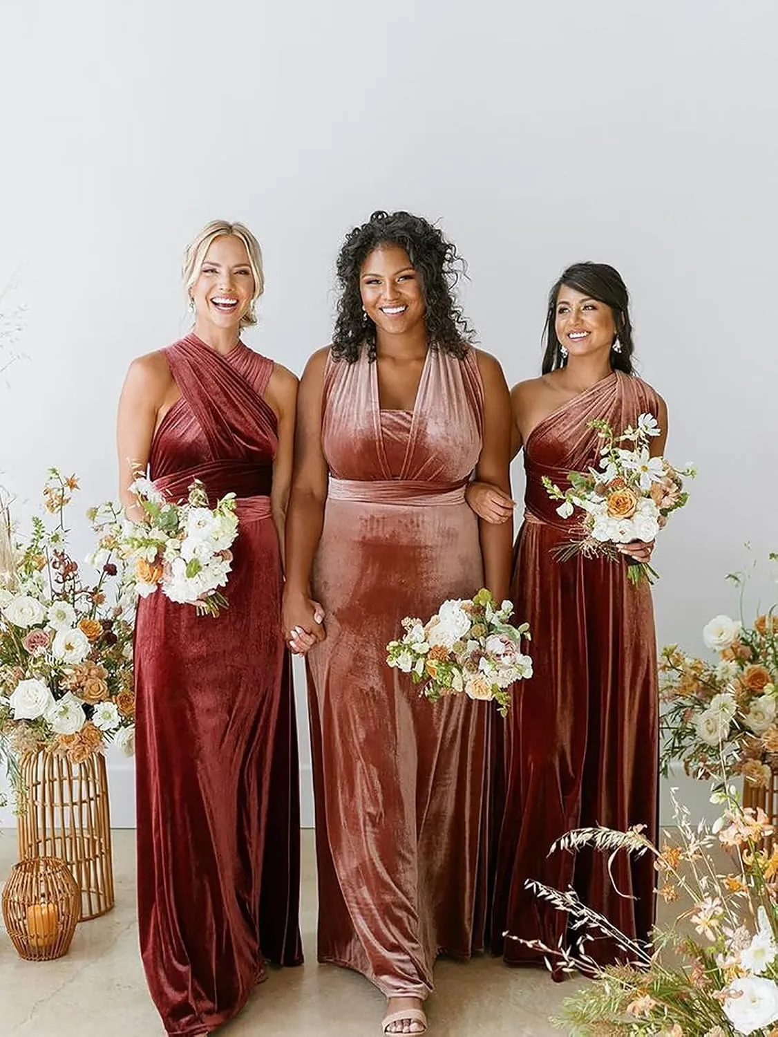 Women's Velvet Infinity Dress with Bandeau Convertible Fall Mother of The Bride Dress Multiway Formal Dress