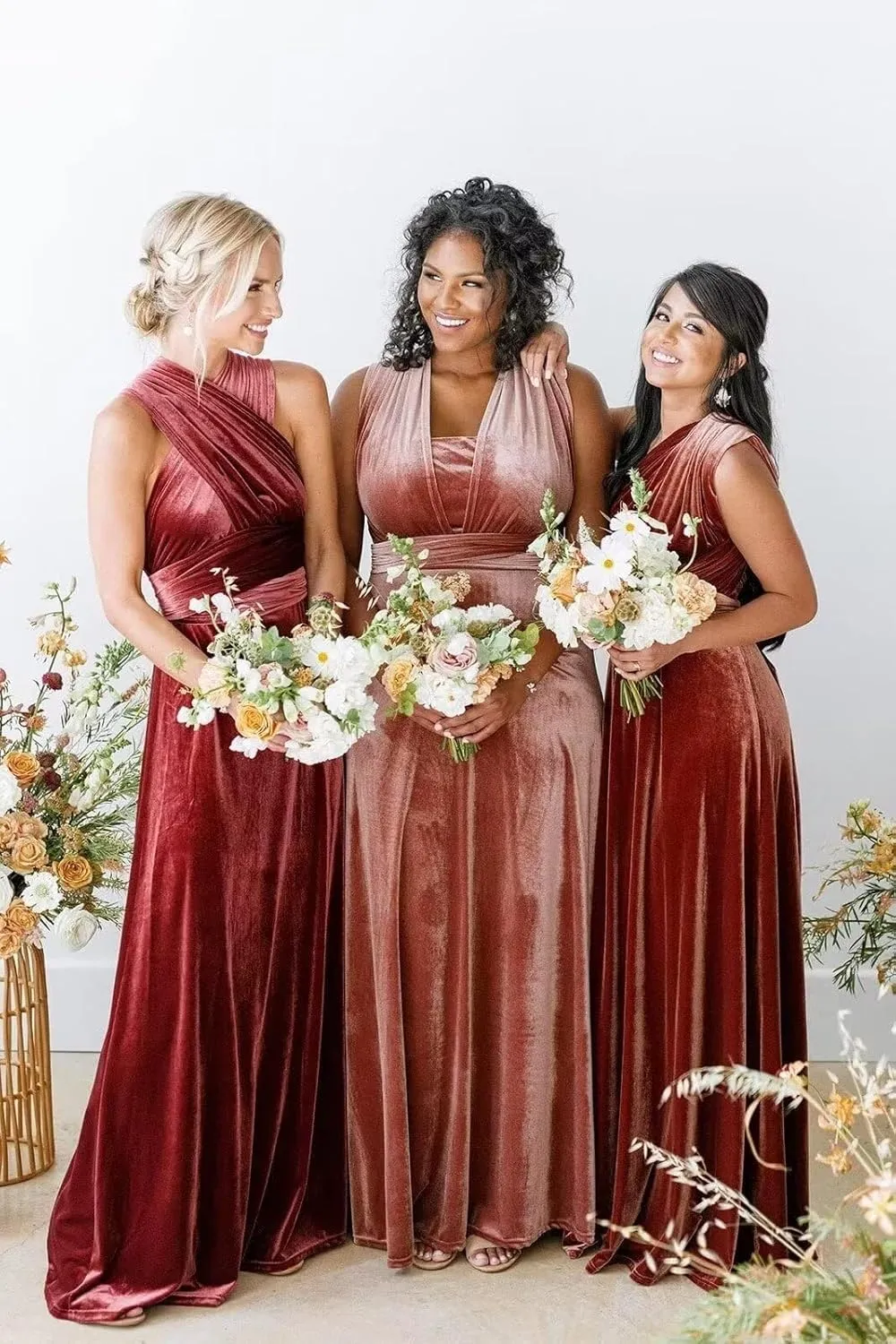 Women's Velvet Infinity Dress with Bandeau Convertible Fall Mother of The Bride Dress Multiway Formal Dress