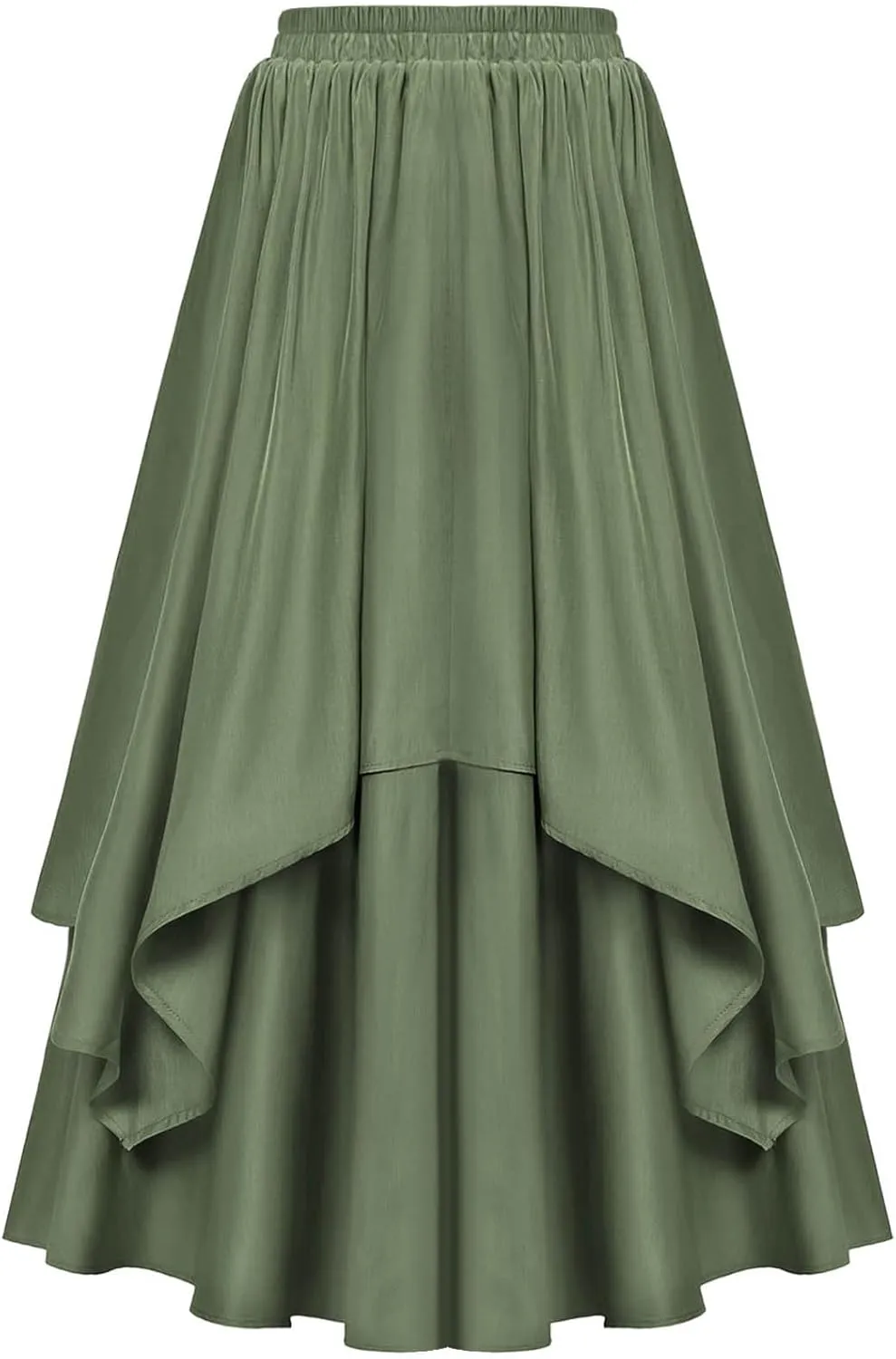 Women's Vintage Renaissance Skirts High Waisted Flared Layered A-Line Pirate Skirts Gothic Midi Skirt with Pockets