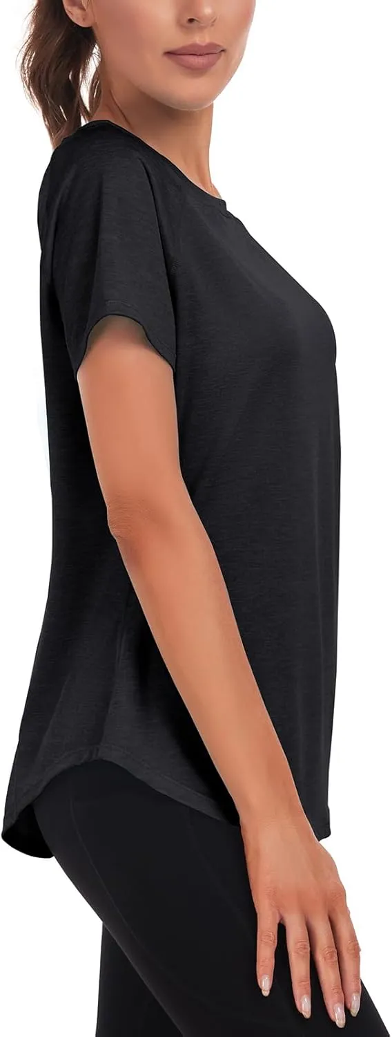Women's Workout Tops,Short Sleeve Lightweight Dry-Fit Back Mesh Loose Fit Gym Athletic Running Shirts Tee for Women