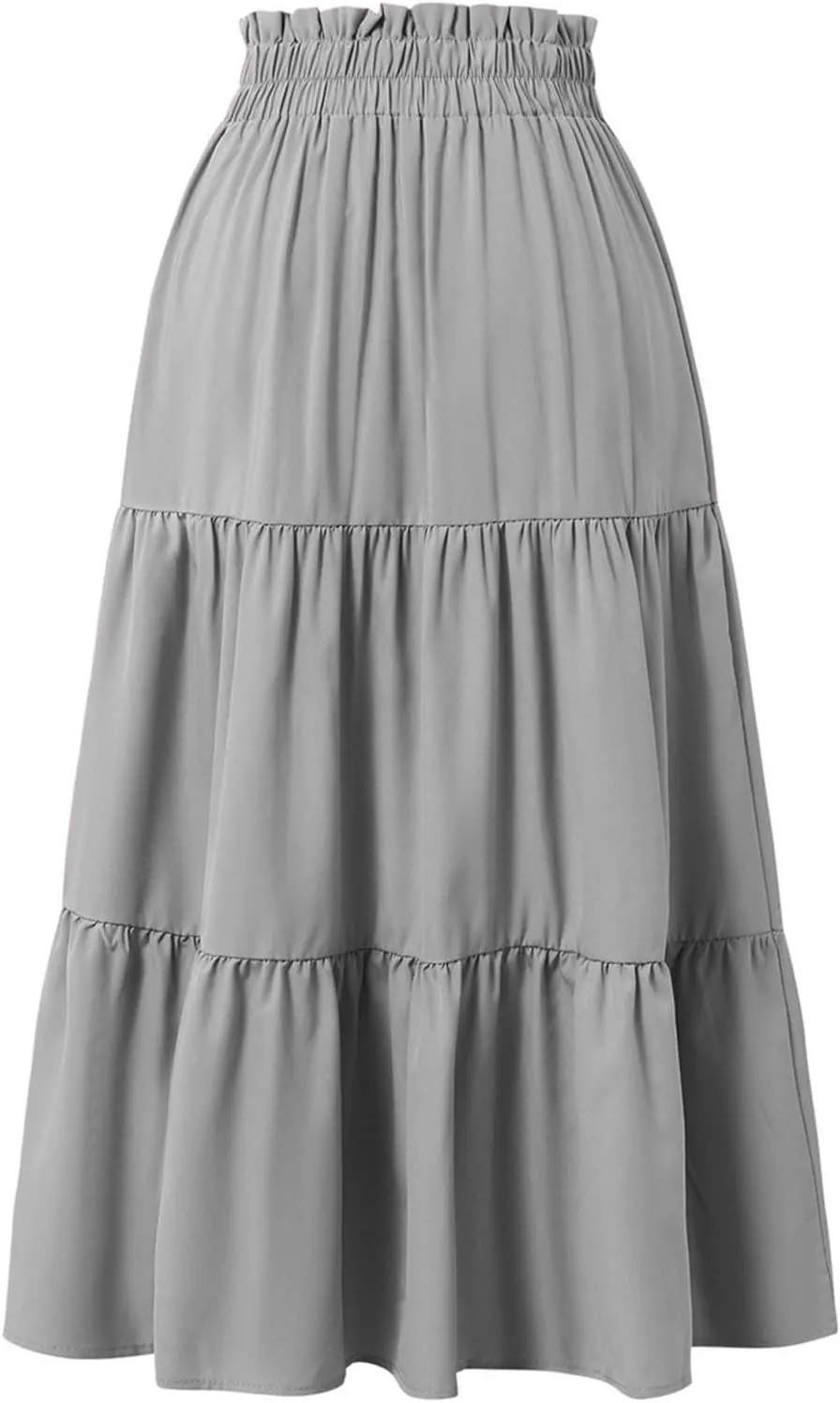 XOWRTE Floral Maxi Skirt for Women Summer Comfy Tiered Elastic High Waisted Skirts Vacation A Line Flowy Long