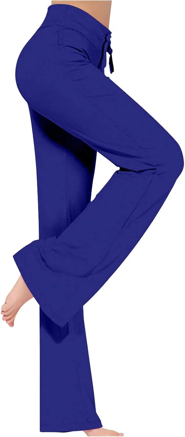 yardsong Wide Leg Yoga Pants for Women Drawstring High Waist Flare Workout Leggings Bootcut Lounge Comfy Soft Trousers
