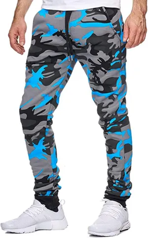 Ymosrh Khaki Pants Mens Relaxed Fit Camouflage Bandage Casual Loose Sweatpants Drawstring Pant Camping Pants Men