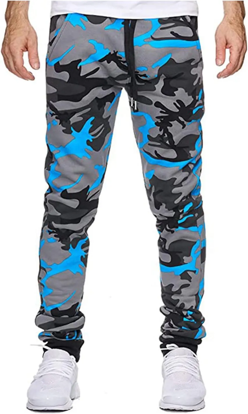 Ymosrh Khaki Pants Mens Relaxed Fit Camouflage Bandage Casual Loose Sweatpants Drawstring Pant Camping Pants Men